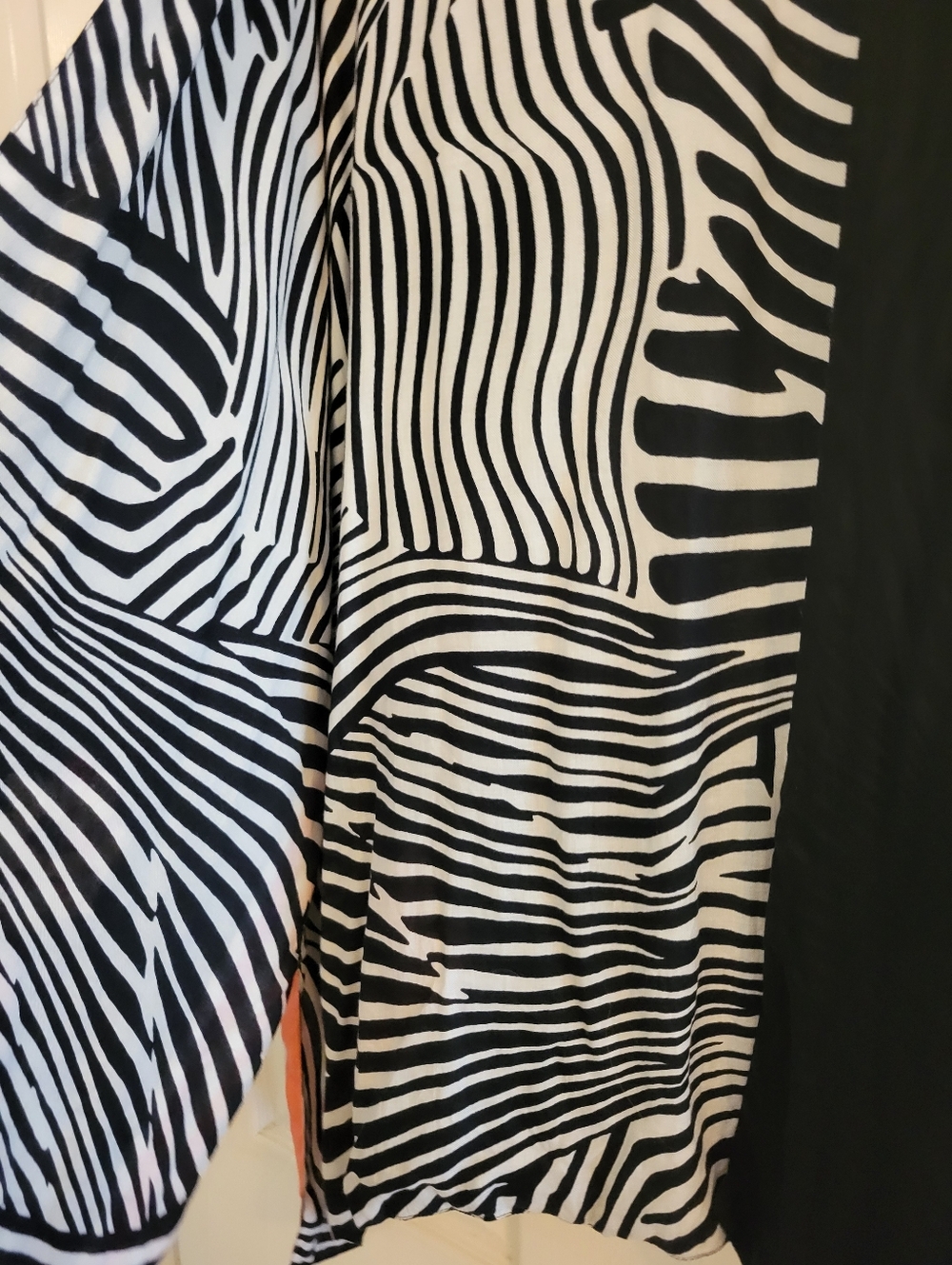 Chico's Black Zebra & Floral Swim Coverup with Coral Accents - Picture 4 of 10